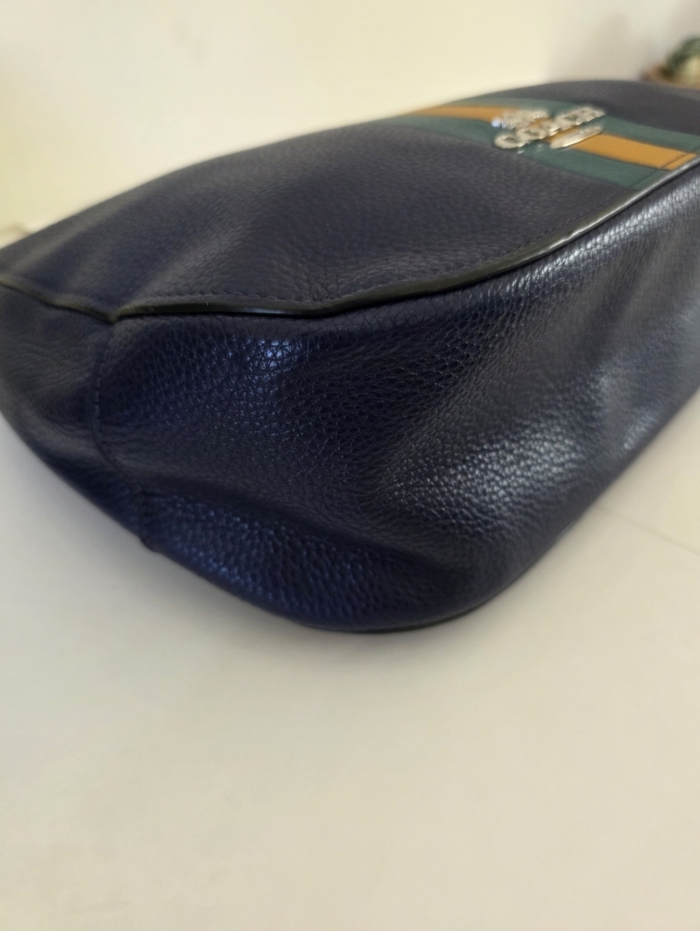 Coach Jes Hobo Cadet Multi Varsity Stripe Pebbled Leather Shoulder Bag - Picture 13 of 14